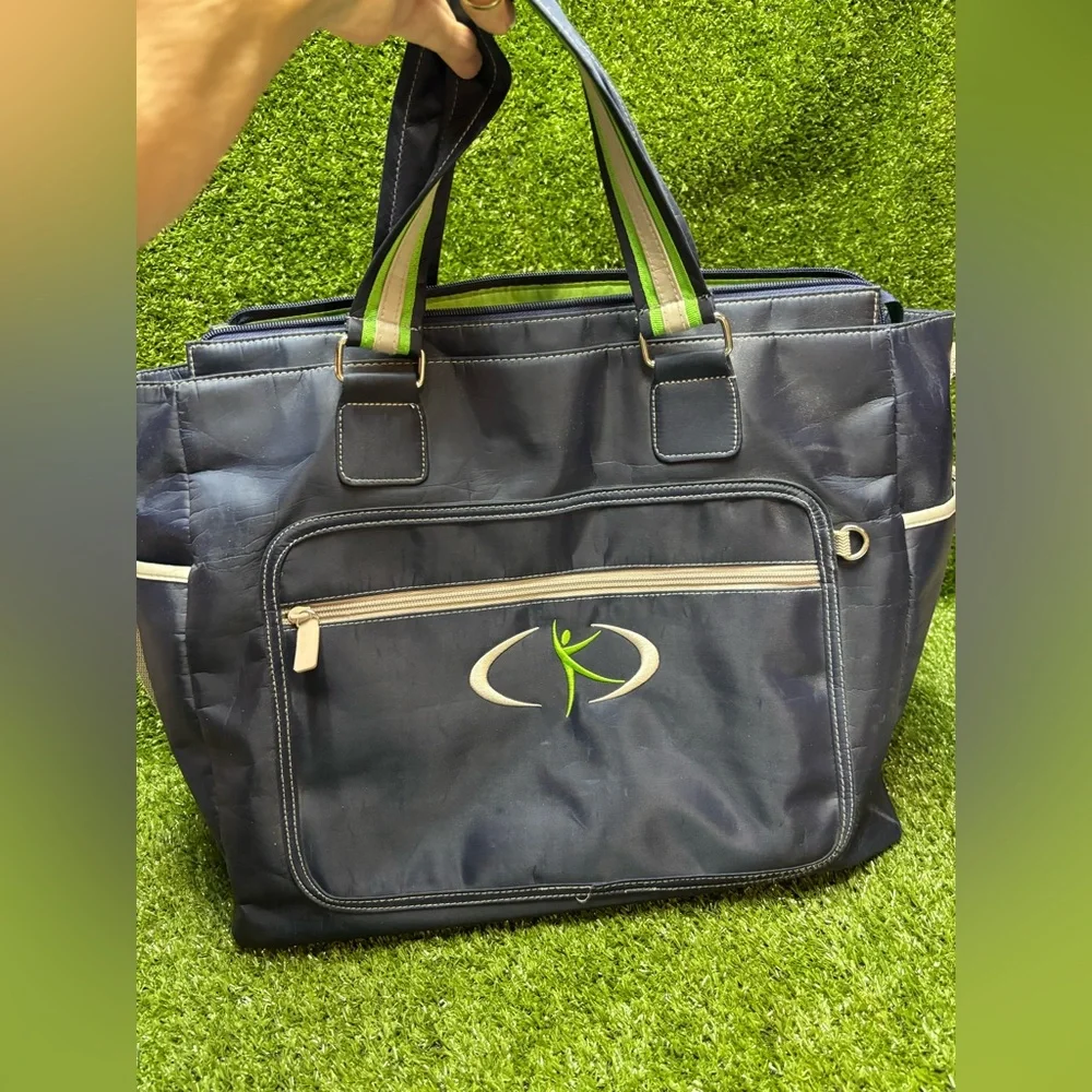 Navy Blue “DANSKIN” Tote Bag with Green Accents